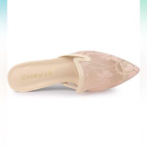 NWOT Allegra K Women's‎ Pointed Toe Floral Embroidery Flats Mules Size 9